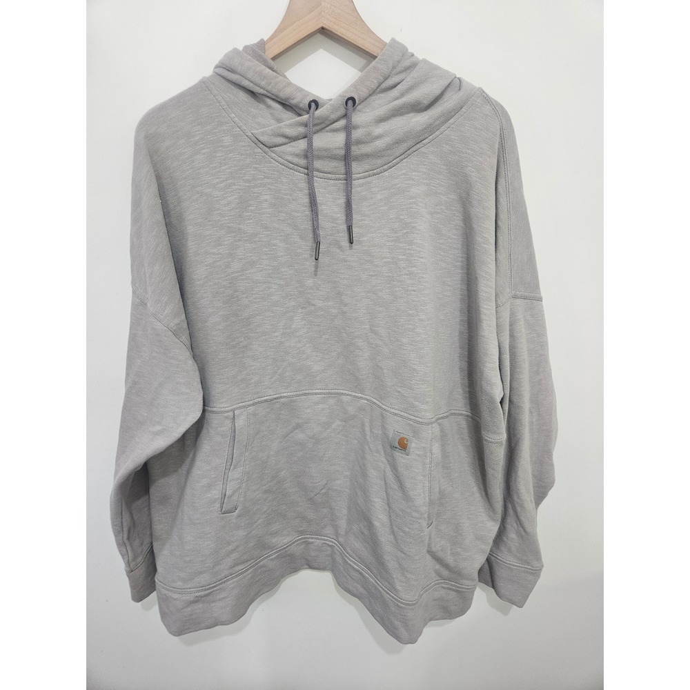 Carhartt Womens Relaxed‎ Fit Gray Hoodie Sweatshirt 103591 E14 Plus Size 2X
